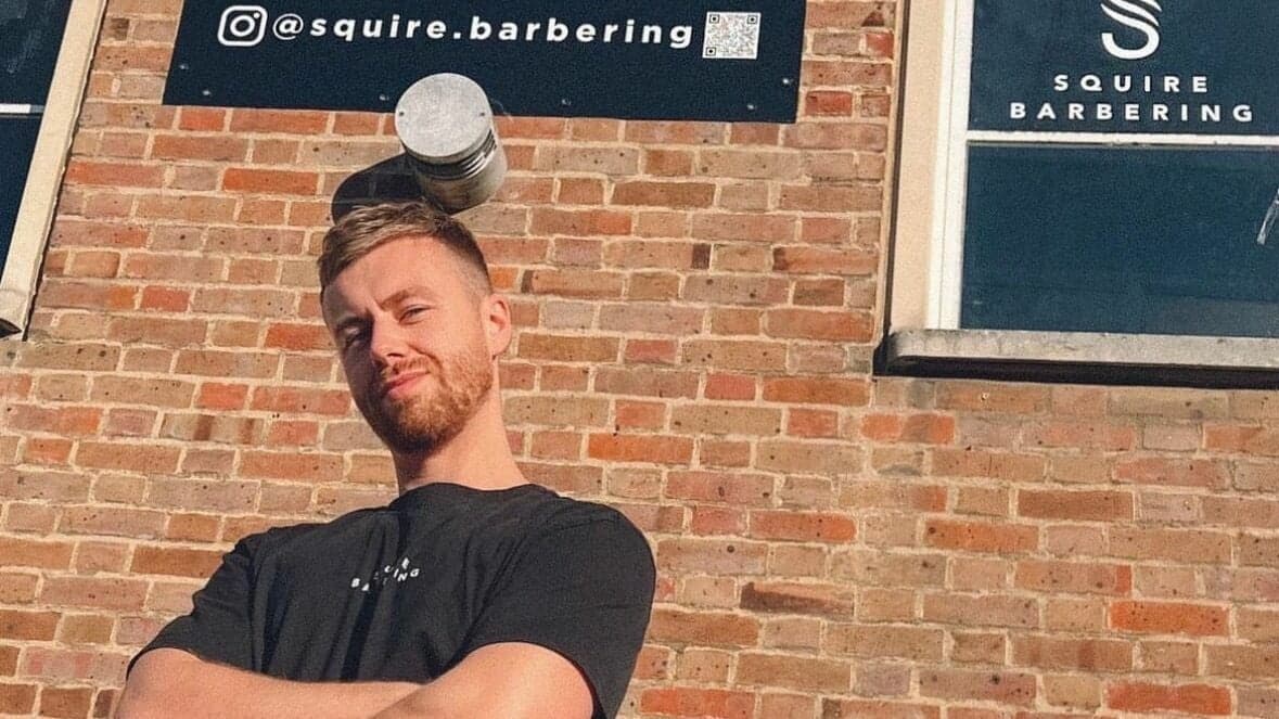 Outside the Squire Barbering studio